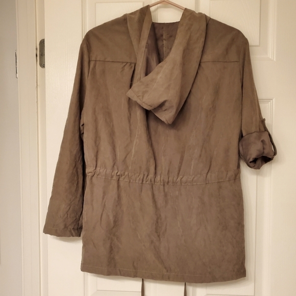 ⭐️REVAMPED LADIES KHAKI UTILITY CARGO JACKET WITH HOOD SMALL - Picture 6 of 9